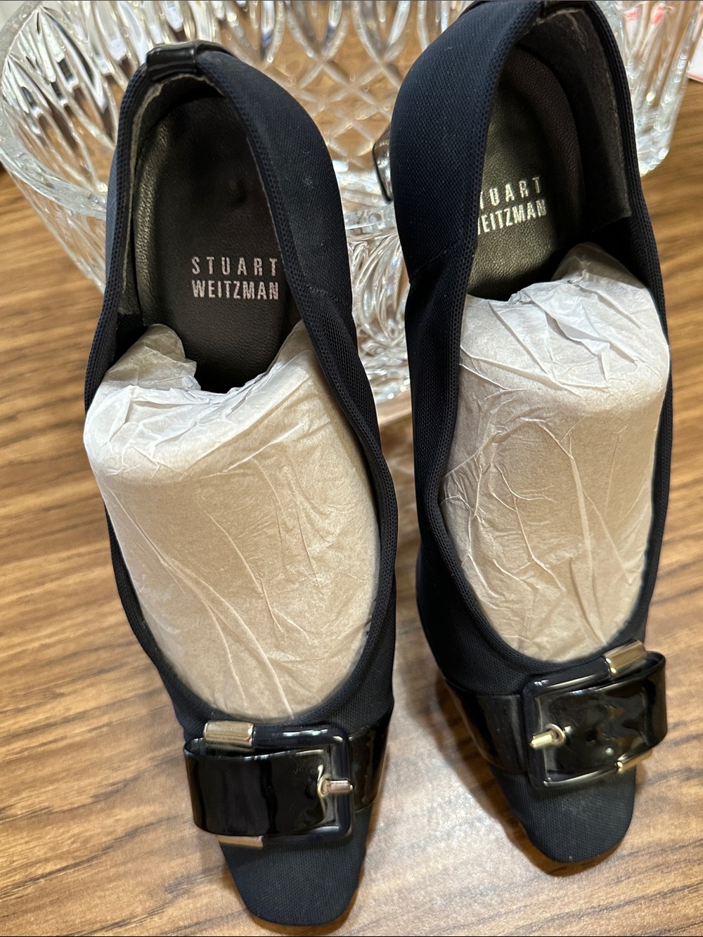 Stuart Weitzman Dark Navy Patent Buckle/heels (1 3/4”) Light wear - 8 1/2 M